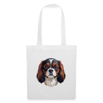 King Charles Spaniel Hundekopf - Stoffbeutel - Weiß - Vorne