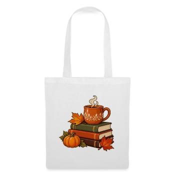 Bücher und Tee - Stoffbeutel - Weiß - Vorne