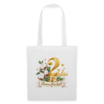2.Hochzeitstag , 2 Jahre , Baumwollhochzeit  - Stoffbeutel - Weiß - Vorne