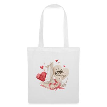 1.Hochzeitstag Papierhochzeit - Stoffbeutel - Weiß - Vorne