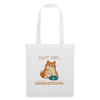 Krisensitzung der hungrigen Katze - Stoffbeutel - Weiß - Vorne