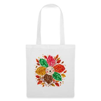 Fröhliche Herbstblume – Bunte Blattblütenblätter - Stoffbeutel - Weiß - Vorne