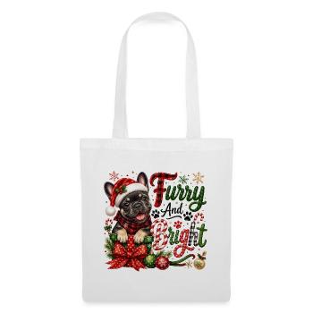 🎁 Weihnachten Französischer Bulldogge - Stoffbeutel - Weiß - Vorne