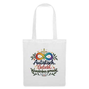 Autistisch Geliebt Infinity Kreuz - Stoffbeutel - Weiß - Vorne