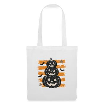 Halloween-Kürbisse auf orangefarbenen Streifen - Stoffbeutel - Weiß - Vorne