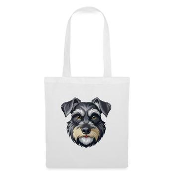Schnauzer-Hundekopf-Miniaturen - Stoffbeutel - Weiß - Vorne