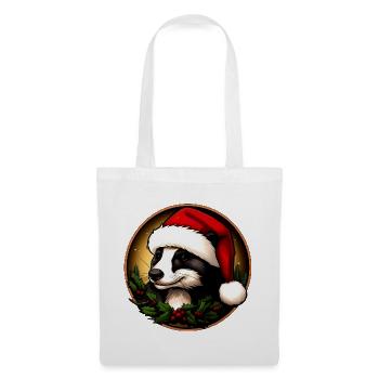 Dachse Weihnachten / Weihnachtsmann Marder - Stoffbeutel - Weiß - Vorne