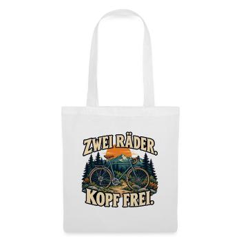 Zwei Räder, Kopf frei - Fahrrad und Natur - Stoffbeutel - Weiß - Vorne