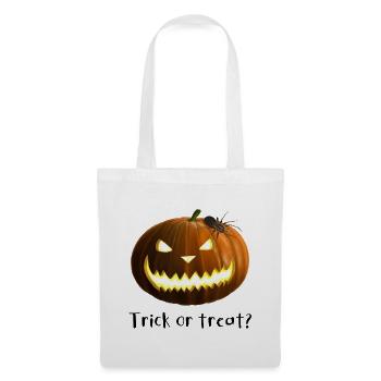Trick or treat - Kürbis mit Spinne - Stoffbeutel - Weiß - Vorne
