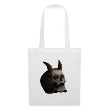Dunkler Totenkopf mit Hörnern - Dämonenschädel - Stoffbeutel - Weiß - Vorne