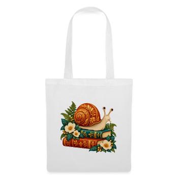 Goldene Schnecke auf verzierten Büchern - Stoffbeutel - Weiß - Vorne