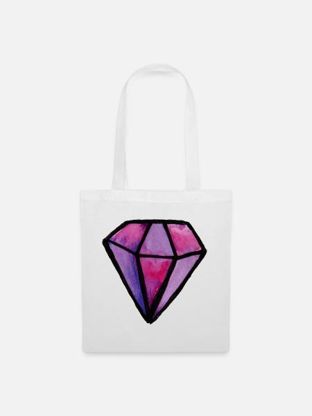 Lila Aquarell-Diamant-Edelstein - Stoffbeutel - Weiß