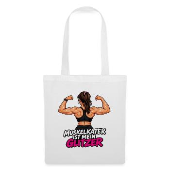Muskelkater ist mein Glitzer -Damen Fitness Outfit - Stoffbeutel - Weiß - Vorne