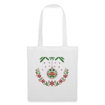 Weihnachtskranz mit Vogelbeeren - Stoffbeutel - Weiß - Vorne