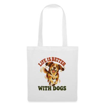 Das Leben ist besser mit Hunden – Happy Dog Retro Art - Stoffbeutel - Weiß - Vorne