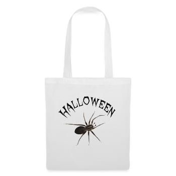 Halloween Spinne - Schriftzug im Grusel-Look - Stoffbeutel - Weiß - Vorne