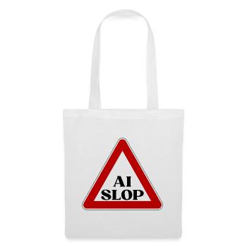 AI SLOP WARNSCHILD ACHTUNG KI MÜLL LUSTIGER SPRUCH - Stoffbeutel - Weiß - Vorne