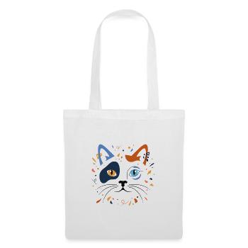 Katze Abstrakt Kunst Modern Katzenliebe T-Shirt - Stoffbeutel - Weiß - Vorne
