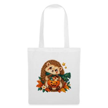 Igel-Herbst-Kürbis Halloween - Stoffbeutel - Weiß - Vorne