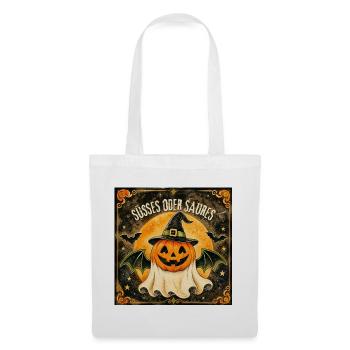 Süßes oder Saures Halloween-Kürbis - Stoffbeutel - Weiß - Vorne