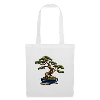 Windgepeitschter Bonsai in einem Indigo-Topf - Stoffbeutel - Weiß - Vorne