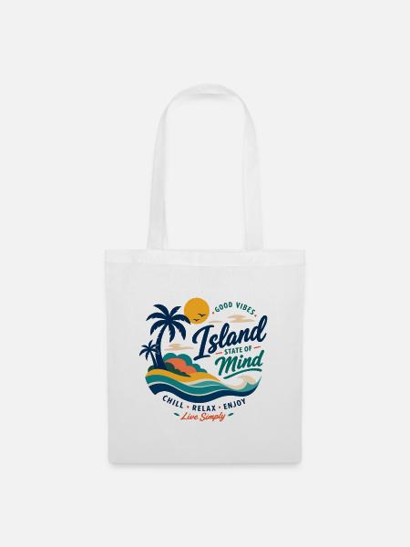Island Mind – Gute Vibes Insel - Stoffbeutel - Weiß