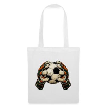 Torwart Geschenk - Fußball und Handschuhe - Stoffbeutel - Weiß - Vorne