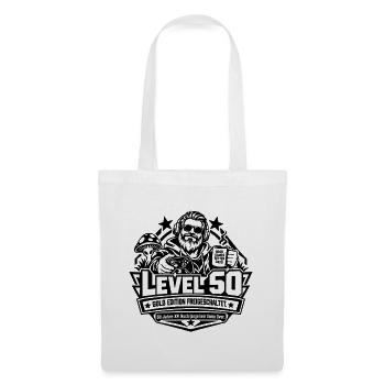 Level 50: 50. Geburtstag – Lustiges Gamer-Geschenk - Stoffbeutel - Weiß - Vorne