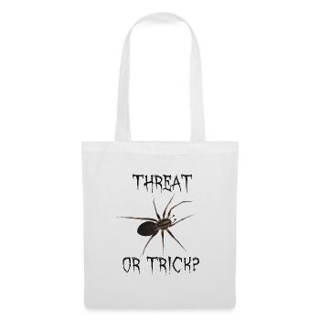 Threat or Trick - Spinne Halloween Wortspiel - Stoffbeutel - Weiß - Vorne