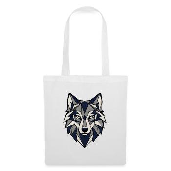 Geometrischer Wolf Kopf Dreiecke Vektor Shirt - Stoffbeutel - Weiß - Vorne