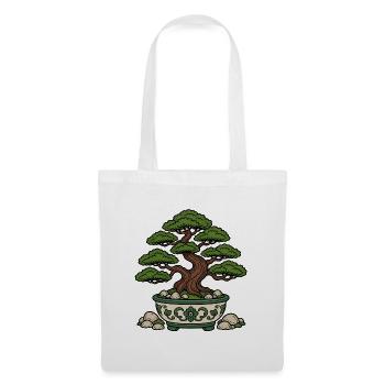 Bonsai Baum Schale Steine Zen Natur Vektor Shirt - Stoffbeutel - Weiß - Vorne