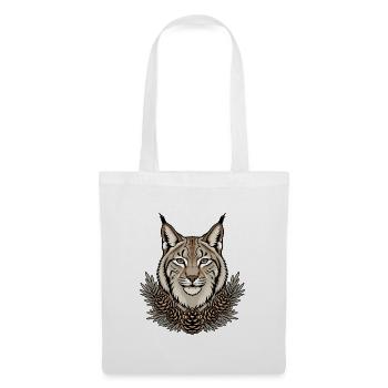 Luchs Portrait Pinselohren Tannenzapfen Shirt - Stoffbeutel - Weiß - Vorne