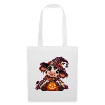 Niedliche Halloween-Kuh - Stoffbeutel - Weiß - Vorne