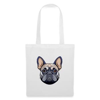 Französischer Bulldoggenkopf - Stoffbeutel - Weiß - Vorne
