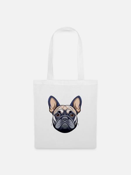 Französischer Bulldoggenkopf - Stoffbeutel - Weiß