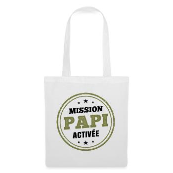 Opa Mission aktiviert | Humoristi Schwangerschaftsdurchsage - Stoffbeutel - Weiß - Vorne