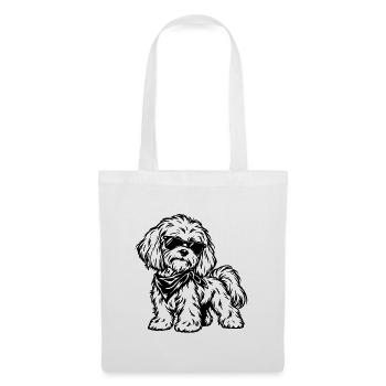 Havaneser mit Sonnenbrille – Cooler Hund - Stoffbeutel - Weiß - Vorne