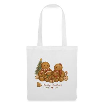 Aquarell Lebkuchen-Familienweihnachten - Stoffbeutel - Weiß - Vorne