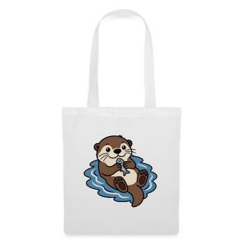 Otter Fisch Wasser Niedlich Tier Vektor Shirt - Stoffbeutel - Weiß - Vorne