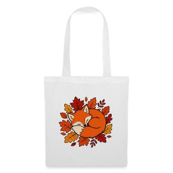 Schlafender Fuchs Herbstblätter Natur Vektor Shirt - Stoffbeutel - Weiß - Vorne