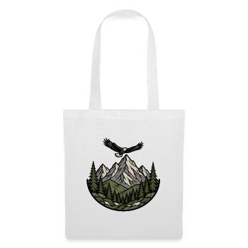 Berge Adler Wald Emblem Wandern Natur Vektor Shirt - Stoffbeutel - Weiß - Vorne