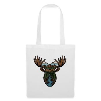 Elch Wald Fluss Landschaft Wildnis Vektor Shirt - Stoffbeutel - Weiß - Vorne