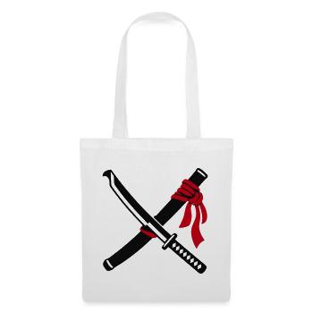 Gekreuzte Katana Schwerter Logo - Stoffbeutel - Weiß - Vorne