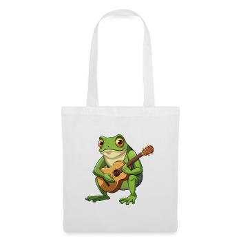 Froschkröte spielt akustische Gitarre - Stoffbeutel - Weiß - Vorne