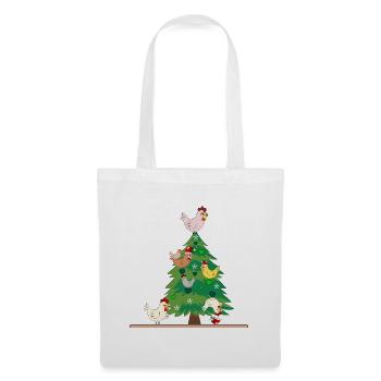 Weihnachten Hühnerstall Hühner - Stoffbeutel - Weiß - Vorne