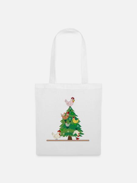 Weihnachten Hühnerstall Hühner - Stoffbeutel - Weiß