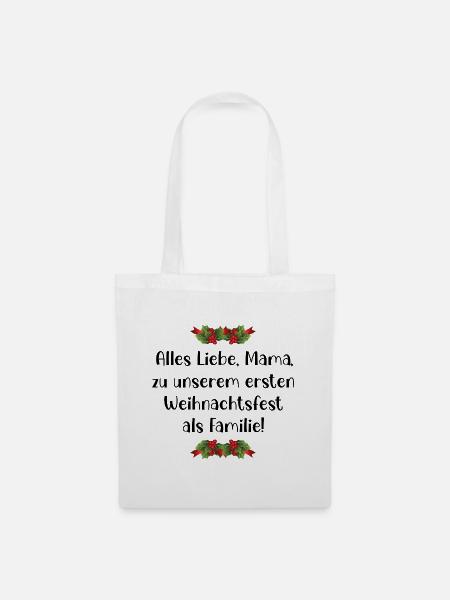 Erstes Weihnachten Baby, Mama Familie - Stoffbeutel - Weiß