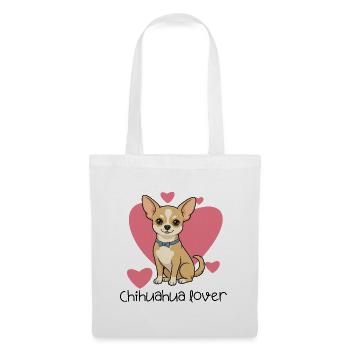 Süßer Chihuahua-Liebhaber – Welpe mit rosa Herzen - Stoffbeutel - Weiß - Vorne