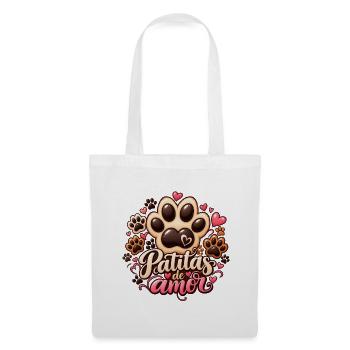 Patitas de amor – Huellas grandes y pequeñas - Stoffbeutel - Weiß - Vorne