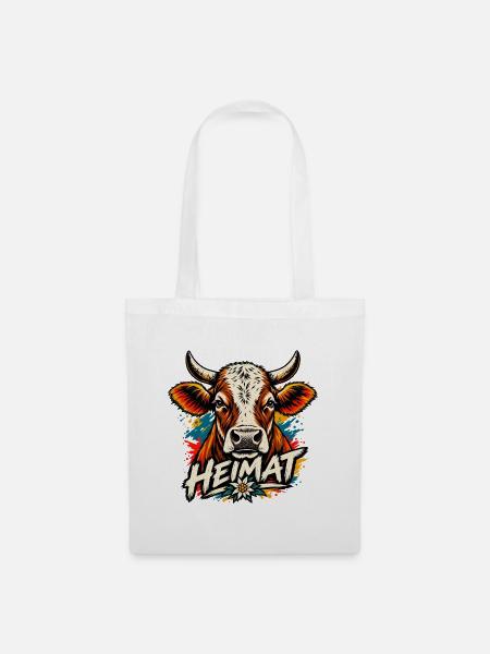Heimat Kuh Kunstprint - Stoffbeutel - Weiß